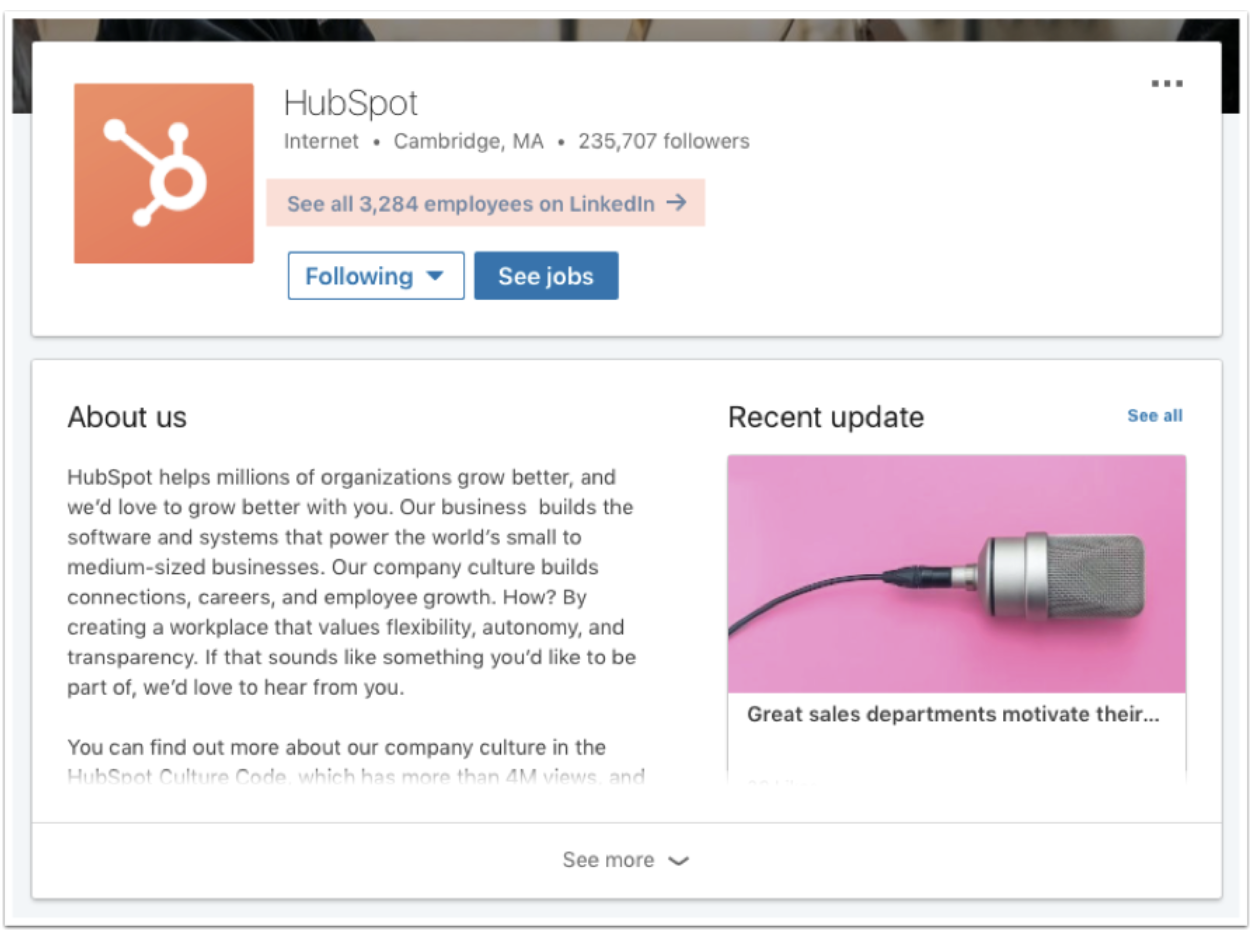 HubSpot LinkedIn Profile